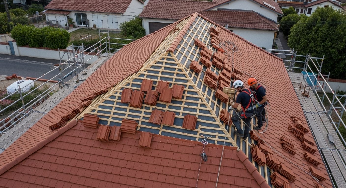Artisans couvreurs au travail sur Paris